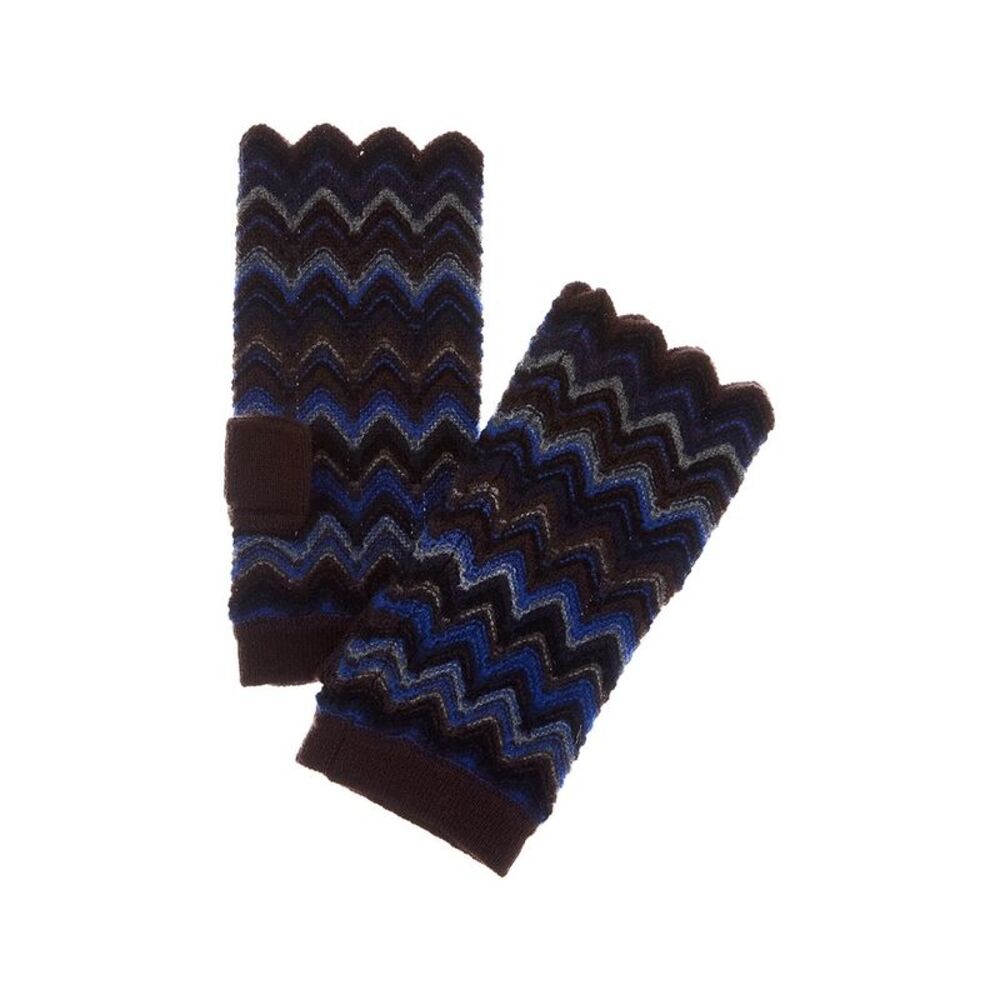 Forte Cashmere Zig Zag Stitch Cashmere Texting Gloves, Blue